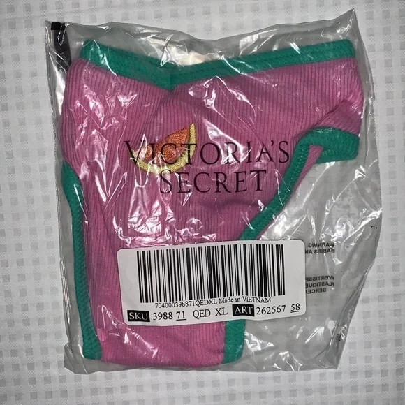 New Victoria’s Secret Pink Cotton Thong Panty Watermelon - Picture 6 of 14